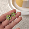Enamel Daisy Flower Stud Earrings Pearl Center Four Colors view 8