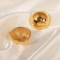 Large Hollow Dome Circle Clip Earrings Gold Steel Tone view 4