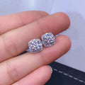 White Gold Tone Square Halo Clear Crystal Stud Earrings view 2