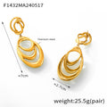 Titanium Steel Nested Geometric Loop Drop Earrings Gold Steel view 6