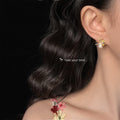 Gold Tone Bird And White Pearl Earrings In Stud And Clip On Styles view 2
