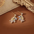 Gold Tone Rocking Horse Drop Earrings with Colorful Stones view 3