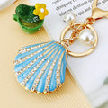 Jeweled Seashell Keychains in Three Colors with Pearl and Loop Options view 7