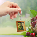 Framed Cat in Green Dinosaur Outfit Keychain, Two Package Styles view 3