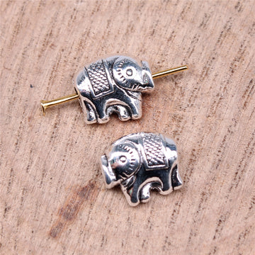 Decorated Elephant Small Hole Metal Beads in Three Finishes