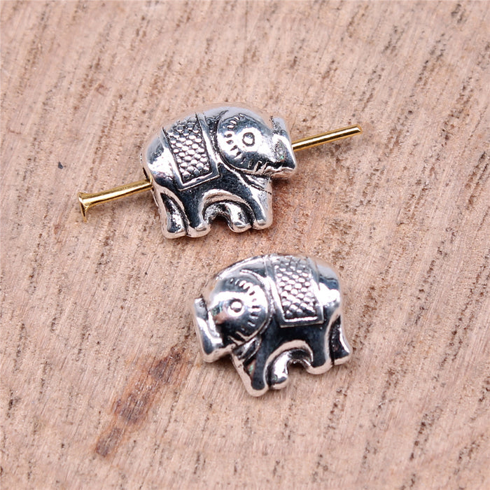 Decorated Elephant Small Hole Metal Beads in Three Finishes