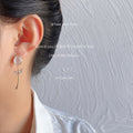 Gold Tone Tulip Drop Earrings Cream Cat Eye Stem Leaves view 2