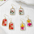 Rectangular Pressed Flower Drop Earrings in Three Designs view 1