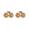 Gold Peach Translucent Double Cherry Stud Earrings Pair view 5