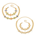 Cat Eye Enamel Station Necklace Bracelet Multi Color view 5