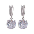 White Metal Cushion Clear Stone Leverback Drop Earrings view 5