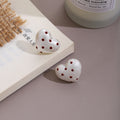 Large White Heart Red and Black Polka Dot Stud Earrings view 3