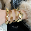Metal 3-Piece Open Cuff Disc Twist Bracelet Set 2 Colors view 3