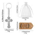 Silver Hollow Ornate Cross Keychain Chain Pendant Charm view 2