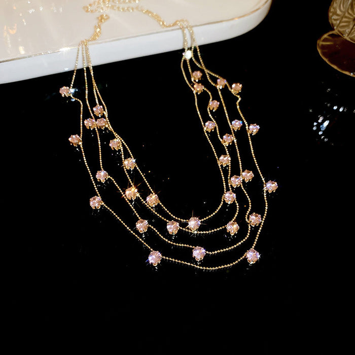 Pink Crystal Necklace Earring Jewelry Pieces Multiple Styles