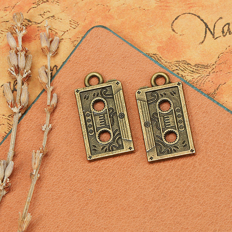 Alloy Cassette Tape Charm Pendant 23x12mm