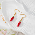 Enamel Plant Dangle Earrings Gold Hooks Mushroom Cactus 5 Styles view 3