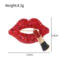 Red Lipstick Lips Crystal Metal Brooch Pin for Jackets and Lapels view 2