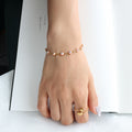 Pink Enamel Fish Charm Gold Link Bracelet Metal Alloy view 1