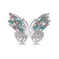 Silver Rhinestone Butterfly Pearl Brooch Four Colors view 1