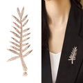 Polished Metal Leaf Frond Brooch Silver and Gold Tone view 2