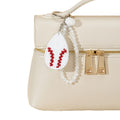 White Beaded Baseball Charm Keychain With Crystal Bracelet view 5