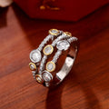 Floating Round Stone Multi-Row Ring In Three Metal Finishes view 3