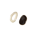 Asymmetric Hollow Cream Glaze Stud Earrings Dark Oval Pair view 5