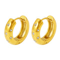Star Rhinestone Huggie Hoop Earrings Gold And Steel Tone view 5