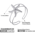 Sea Shell and Starfish Open Cuff Bangles in Two Metal Tones view 9