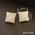 Gold Tone Layered Square Crystal Stud Earrings Fashion Jewelry view 4