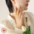 Small Polygonal Hollow Faceted Stud Earrings Gold Steel view 3