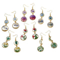 Pressed Flower Resin Double Disc Earrings Gold Hooks 6 Styles view 5