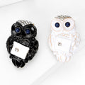 Envelope Holding Owl Brooch in Black or White Enamel view 3