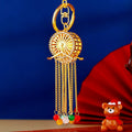 Illuminated Round Fan Keychain With Multicolor Bead Chain Tassels view 4