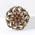 Openwork Nest Brooch in Metal with Interlaced Metal Branches and Colored Crystals view 4