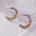 Two Tone Chain Link C Hoop Earrings in Two Arrangements view 1