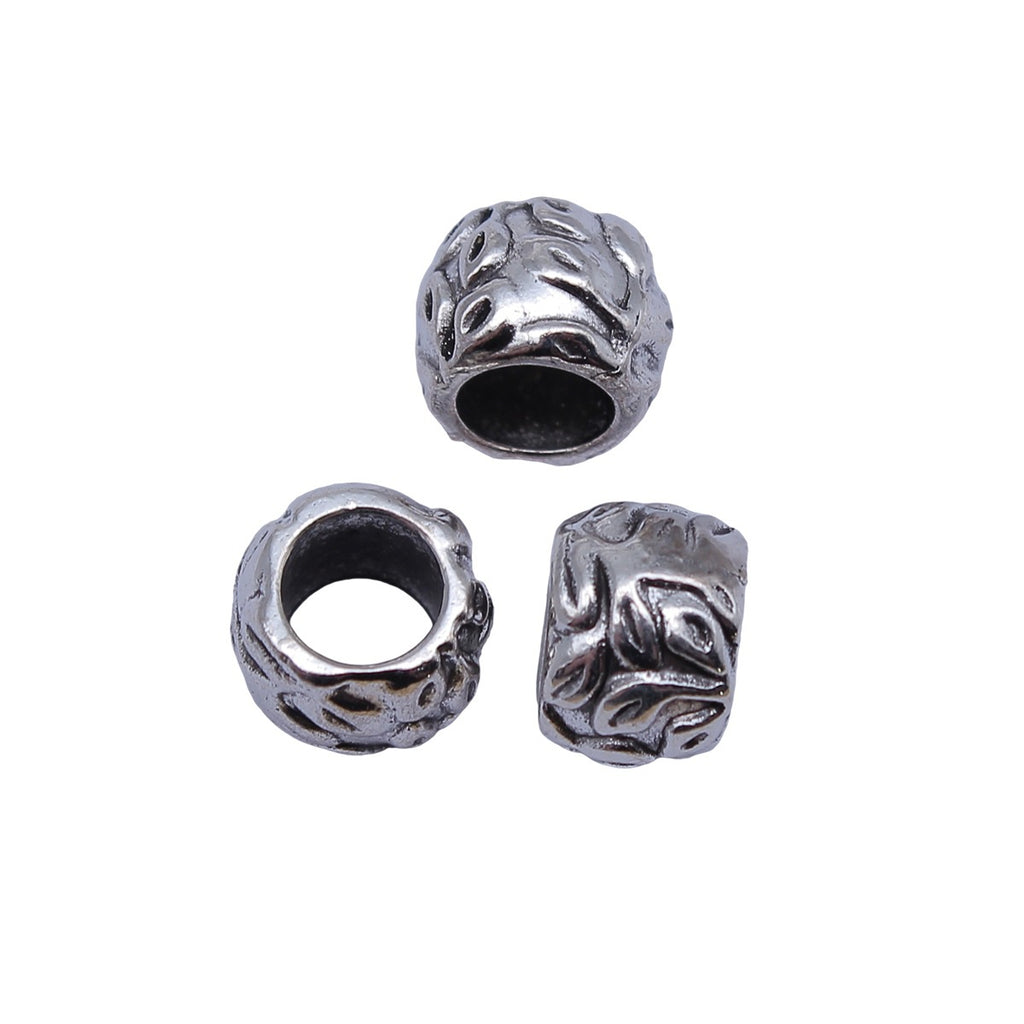 10.7x10.7x7.7mm 2g Antique Silver Zinc Alloy Leaf Pattern Large Hole Spacer Beads for DIY Bracelet Making