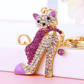 Cat on High Heel Jeweled Keychains in Purple, Pink and Blue view 2