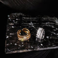 Open Adjustable Baguette CZ Double Band Rings Gold Silver view 1