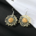 Silver Tone Clear Daisy Pendant Earrings Necklace and Clip Keychain view 4