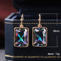 Rose Gold Tone Rainbow Rectangle Drop Hook Earrings view 5
