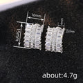 Silver Tone Triple Row Baguette Crystal Huggie Earrings view 4