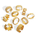 Gold Open Geometric Rings Chain Braid Or Openwork Styles view 5