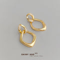 Gold Dual Linked Geometric Pave Crystal Drop Earrings view 1