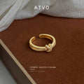Gold Tone Clear Stone Bow Adjustable Open Ring For Women view 2