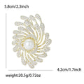 Swirling Crystal Feather Brooch in Gold or Silver With Pearl view 5