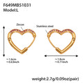 Gold Heart Outline Zircon Huggie Earrings Multi Color view 10
