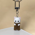 Flocked White Cat Clip Keychains in Nine Outfit Colors view 6