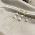Curved Wire Branch and Three Pearl Look Threader Earrings view 4